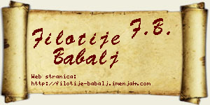 Filotije Babalj vizit kartica